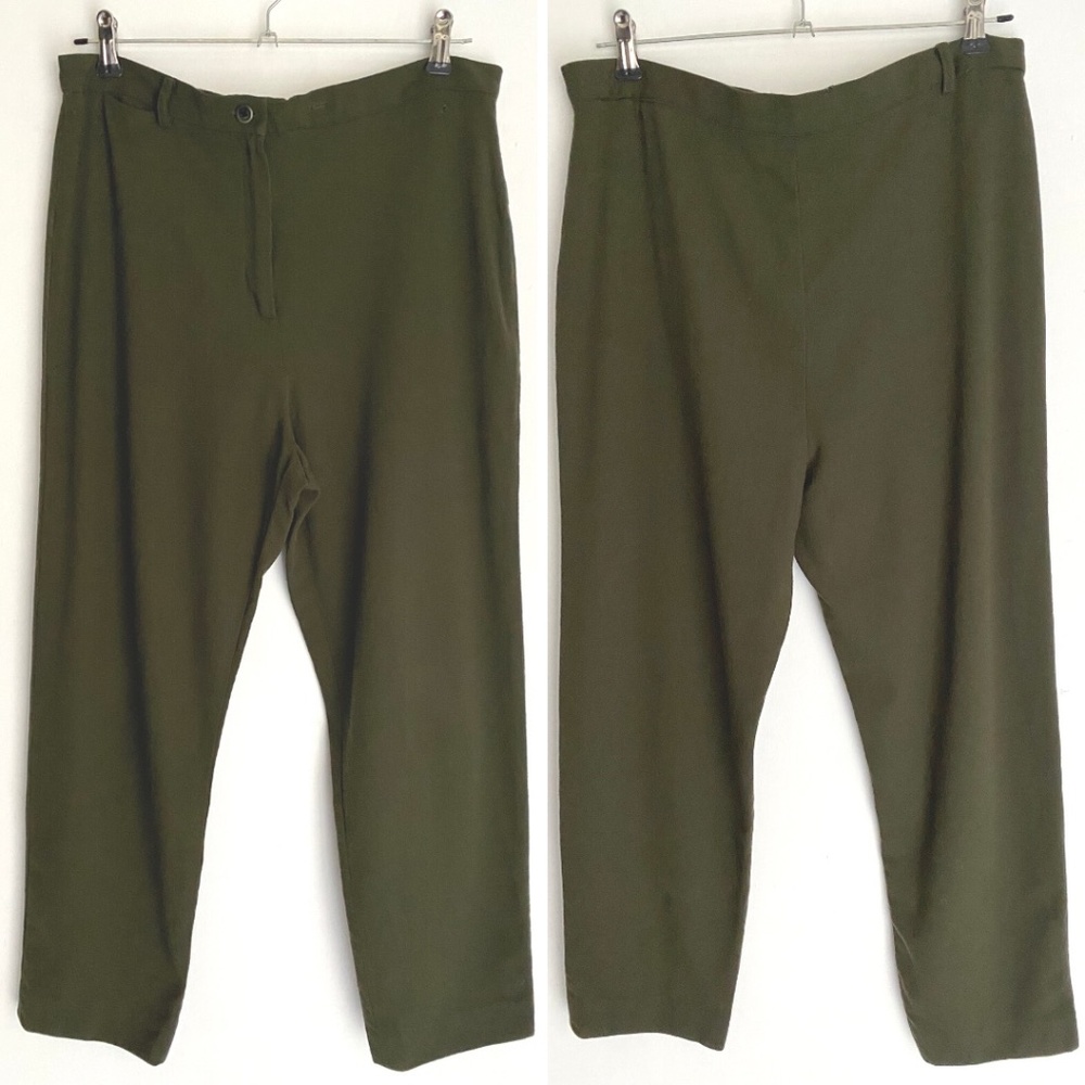 Ann Taylor LOFT Women's Dark Green/Olive Wool Cropped Trouser Pants [US 14 P]